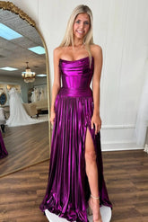 Metallic Purple Prom Queen Dress Strapless Mermaid Mychicdress